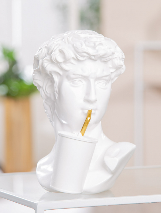 Sculptură, Bust, David, Poly, alb, PU 2, L. 13 cm, L. 12 cm, H. 19 cm [4]