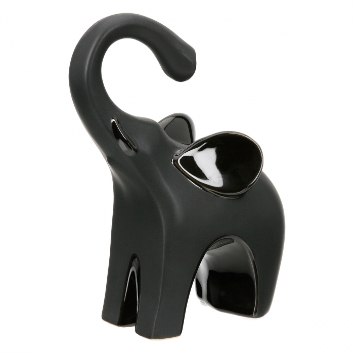 Sculptură, Elefant, Bully, Ceramica, negru, PU 6, 2 buc. asortate, L. 6 cm, L. 9 cm, H. 17 cm [3]