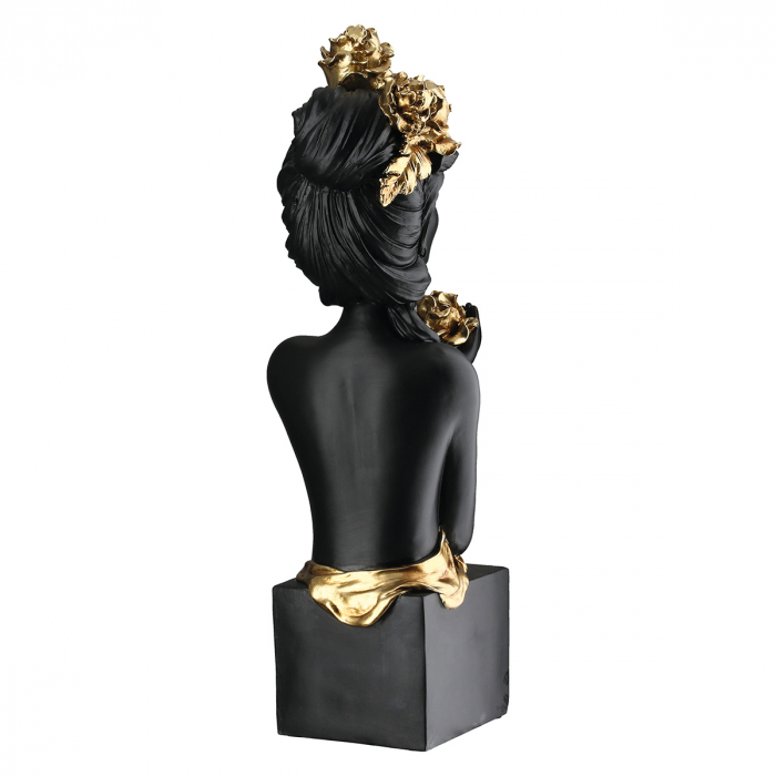 Sculptură, Femeie, Motiv trandafir, Rășină sintetică, negru, PU 2, L. 12 cm, L. 10 cm, H 33 cm [3]