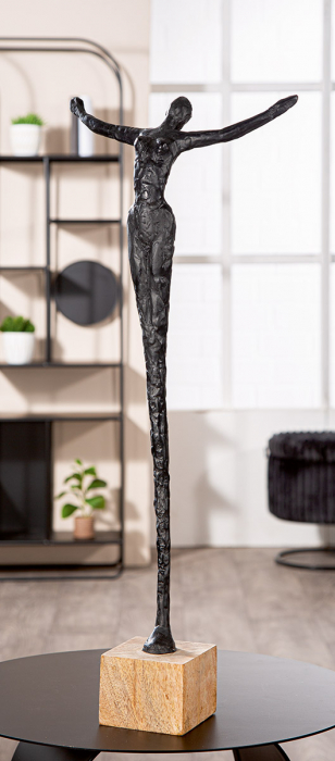 Sculptură, Freedom, Lemn de Mango, Polirășină, negru, ecru, PU 1, L. 10 cm, L. 29 cm, H. 70 cm [1]
