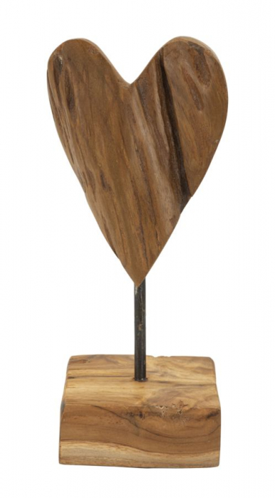 Sculptură, HEART din tec reciclat 10x10x25 cm (piesa unica) [4]