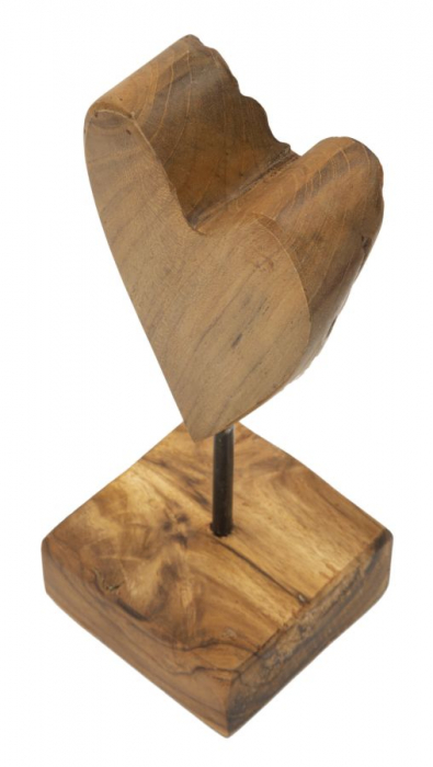 Sculptură, HEART din tec reciclat 10x10x25 cm (piesa unica) [3]