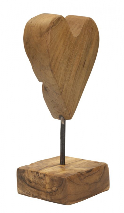 Sculptură, HEART din tec reciclat 10x10x25 cm (piesa unica) [2]