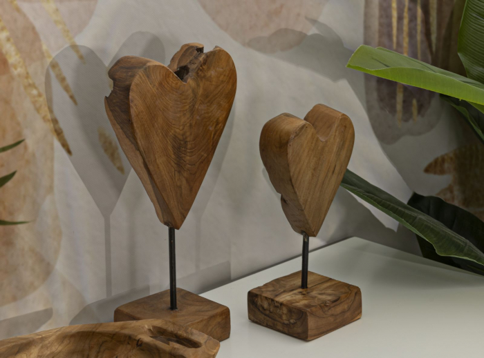 Sculptură, HEART din tec reciclat 10x10x25 cm (piesa unica) [9]
