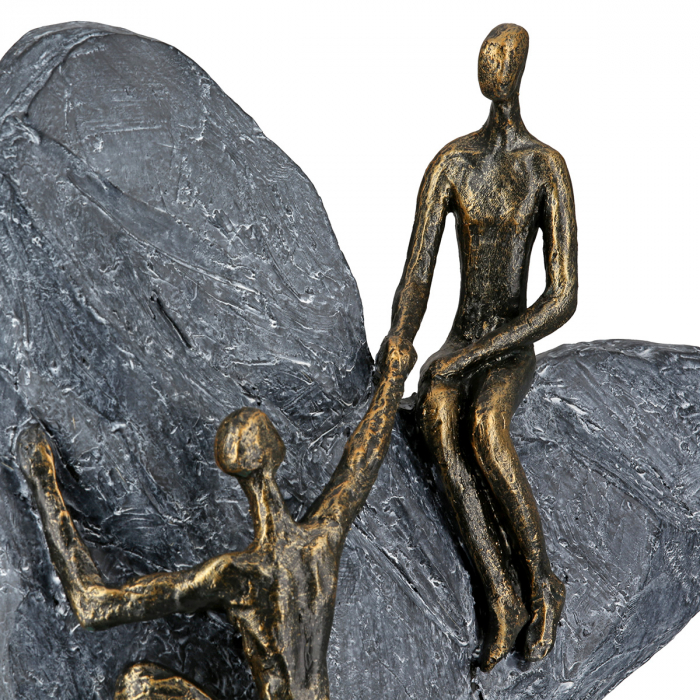 Sculptură, Inimă, Inimă de piatră, Motiv inimă, motiv cuplu, Polirășină, bronz, gri, PU 1, L. 23,8 cm, L. 9,7 cm, H. 29,7 cm [4]