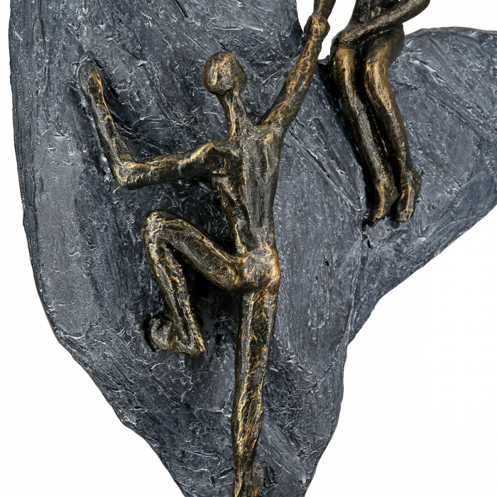 Sculptură, Inimă, Inimă de piatră, Motiv inimă, motiv cuplu, Polirășină, bronz, gri, PU 1, L. 23,8 cm, L. 9,7 cm, H. 29,7 cm [3]