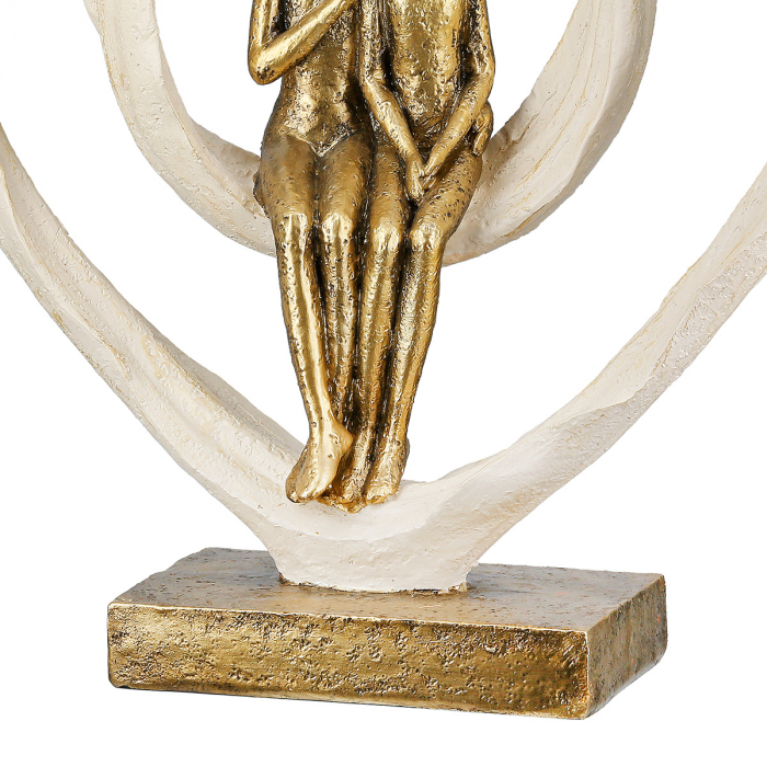 Sculptură, Inimă, Pasiune, Motiv cuplu, Poly, crem, auriu, PU 2, L. 7 cm, L. 24,5 cm, H. 25 cm [4]