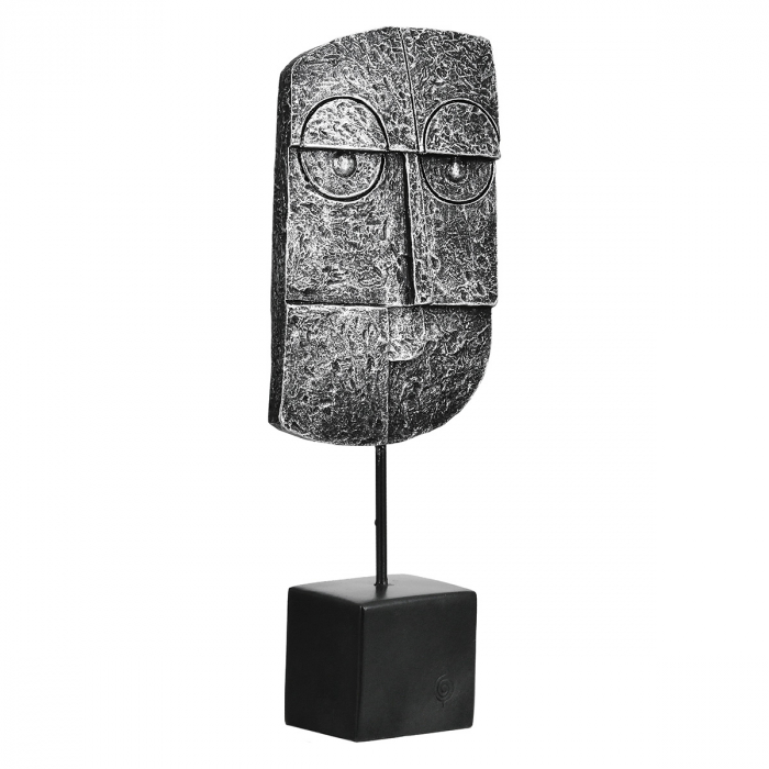 Sculptură, Lysis, Motivul feței, Polirășină, argintiu, PU 6, 2 buc. asortate, L. 4,5 cm, L. 9,5 cm, H. 24 cm [2]