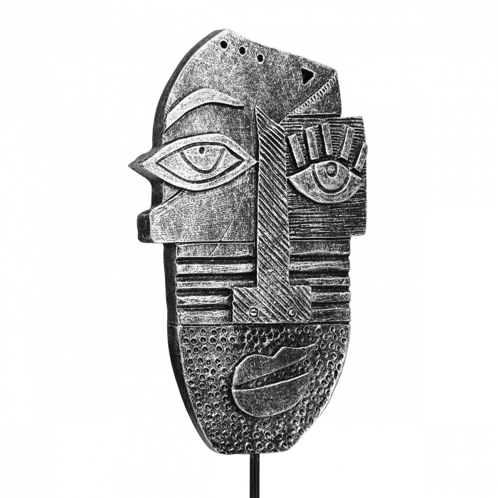 Sculptură, Lysis, Motivul feței, Polirășină, argintiu, PU 6, 2 buc. asortate, L. 4,5 cm, L. 9,5 cm, H. 24 cm [4]