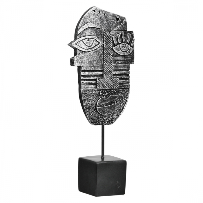 Sculptură, Lysis, Motivul feței, Polirășină, argintiu, PU 6, 2 buc. asortate, L. 4,5 cm, L. 9,5 cm, H. 24 cm [3]