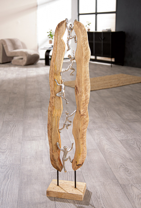 Sculptură, motiv de cățărare, lemn de mango, culori naturale, PU 1, L. 13 cm, l. 24 cm, H 100 cm [1]