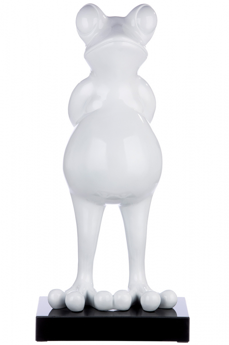 Sculptură, rasina Frog, alb-metalic [5]