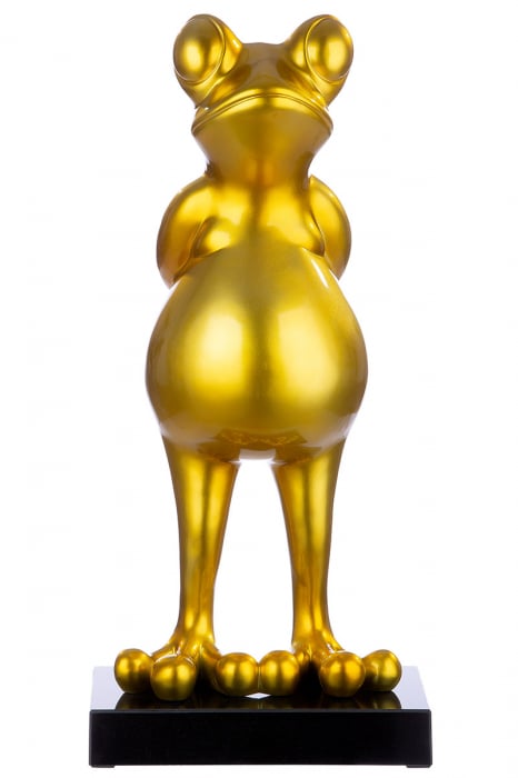 Sculptura, rasina Frog, auriu metalic