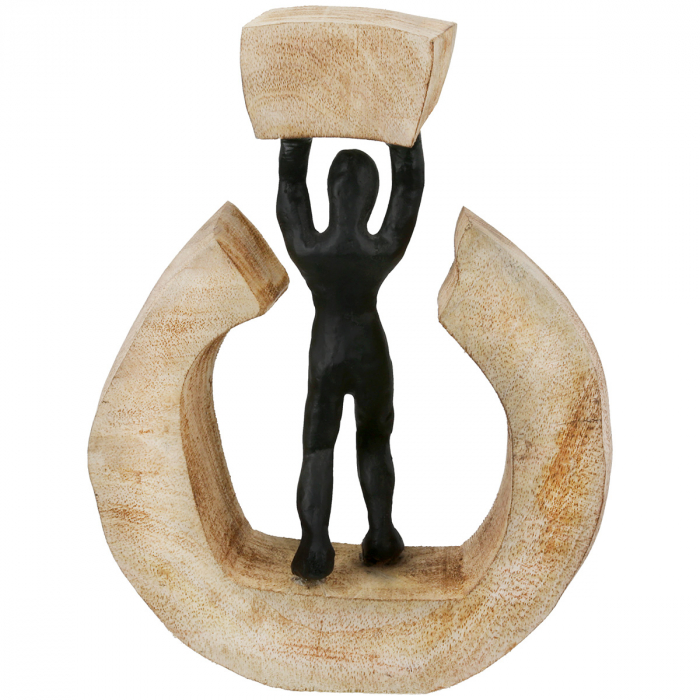 Sculptură, rotundă, lemn de mango, culori naturale, PU 2, L. 5 cm, l. 17 cm, H 23 cm [3]