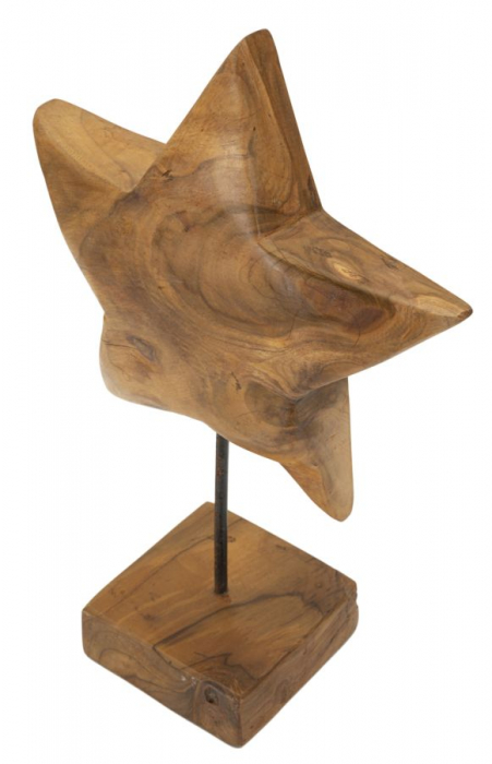 Sculptură stea din tec reciclat 28x12x42 cm (piesa unica) [3]