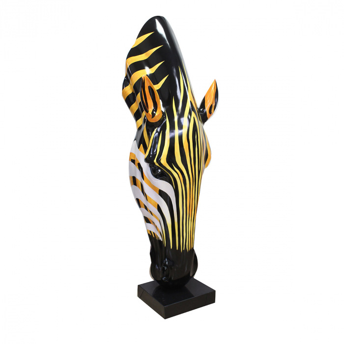Sculptură, Zebră, Cap de Zebră, Marmură, Polirășină, negru, portocaliu, alb, PU 1, L. 17 cm, L. 19 cm, H. 50 cm [3]