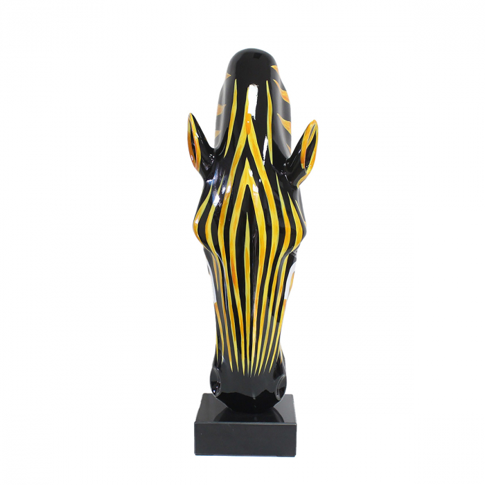 Sculptură, Zebră, Cap de Zebră, Marmură, Polirășină, negru, portocaliu, alb, PU 1, L. 17 cm, L. 19 cm, H. 50 cm [2]