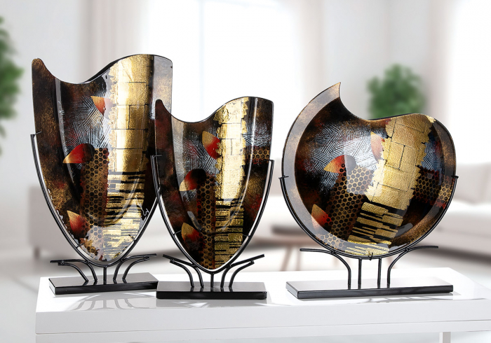 Serie 3 buc., Glass Art, Vază, dreptunghiulară, Sticlă, neagră, PU 1, L. 0 cm, L. 0 cm, H 0 cm [1]