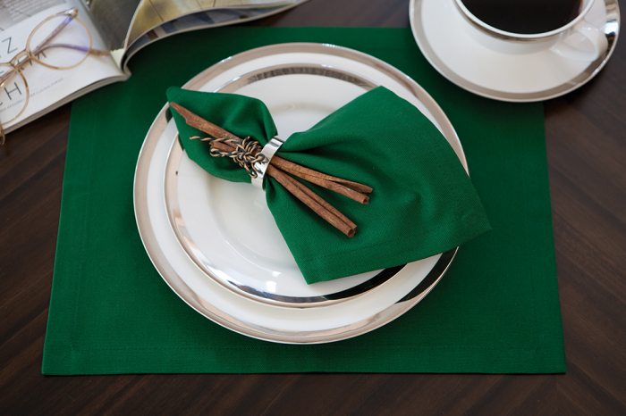 Servet de masa Bente, Bumbac, Verde inchis, 40×40 cm FINK