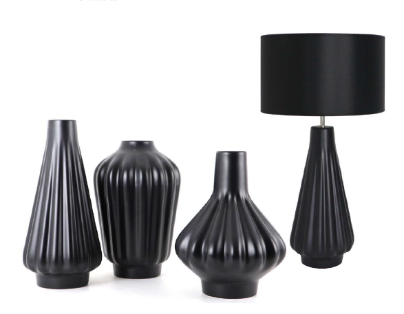 Set 1 Lampa cu 3 Vaze KNOPPER, ceramica, negru, 34/34/30/28 cm [4]