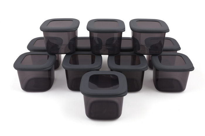 Set 12 cutii depozitare, plastic,  10 x 10 x 9,5 cm / 550 ml [3]