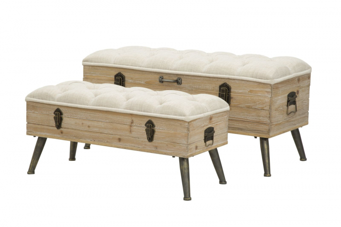 Set 2 bancute cu depozitare TIRANA (cm) 102X43,5X49,5 - 82X36X37 [2]
