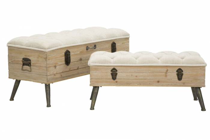 Set 2 bancute cu depozitare TIRANA (cm) 102X43,5X49,5 - 82X36X37 [8]