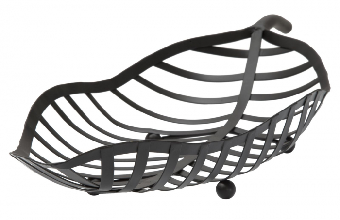 Set 2 boluri decorative Leaf, fier, negru, 61X25X7.5-55X20X7.5 cm [5]