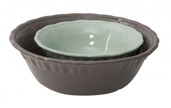 Set 2 boluri decorative, portelan, gri/bleu, 21X7.5 - 15.5X6 cm [8]