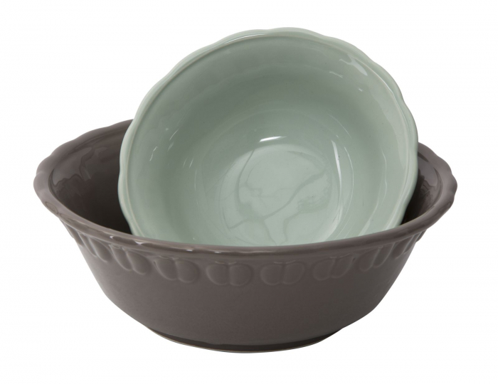 Set 2 boluri decorative, portelan, gri/bleu, 21X7.5 - 15.5X6 cm [2]