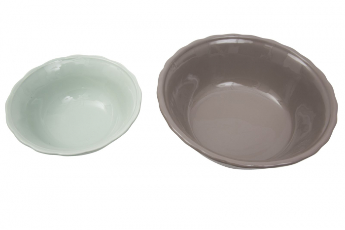 Set 2 boluri decorative, portelan, gri/bleu, 21X7.5 - 15.5X6 cm [3]