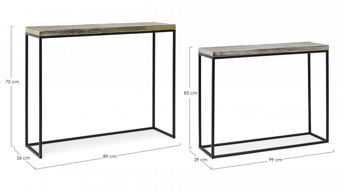 Set 2 console Amira, Aluminiu/Otel, Multicolor, 89/99x26/29x75/85 cm [6]