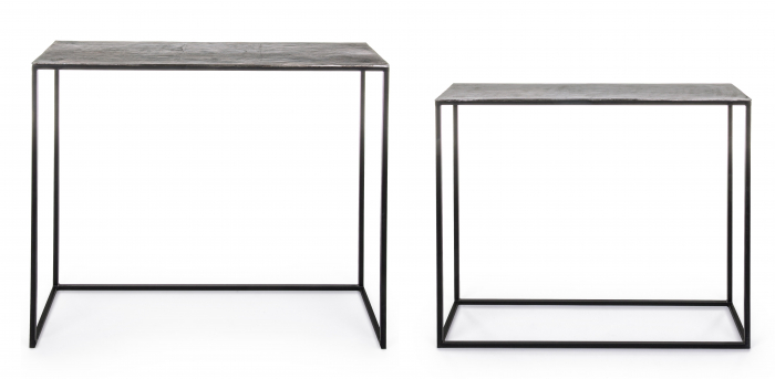 Set 2 console Tahir, Otel/Aluminiu, Negru, 90/100x25/29x72/82 cm [8]