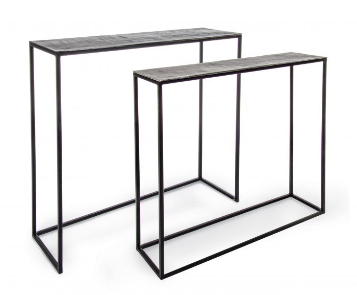 Set 2 console Tahir, Otel/Aluminiu, Negru, 90/100x25/29x72/82 cm [6]