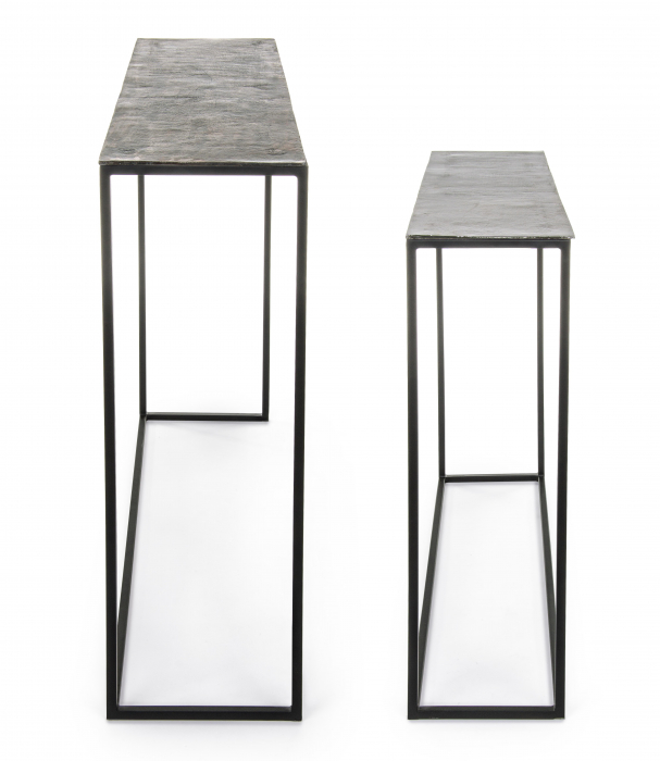 Set 2 console Tahir, Otel/Aluminiu, Negru, 90/100x25/29x72/82 cm [5]