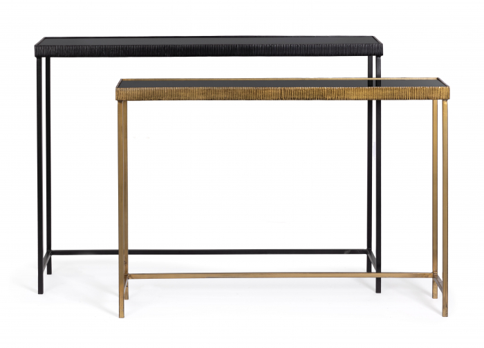 Set 2 console Yamir, Otel/Sticla, Maro/Negru, 97x22x69 cm [3]