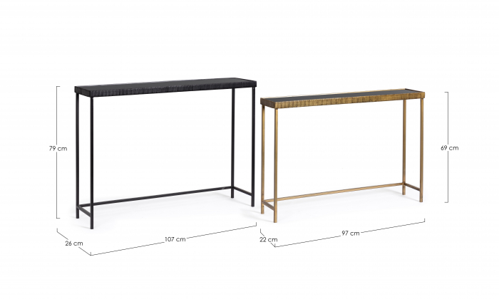 Set 2 console Yamir, Otel/Sticla, Maro/Negru, 97x22x69 cm [6]