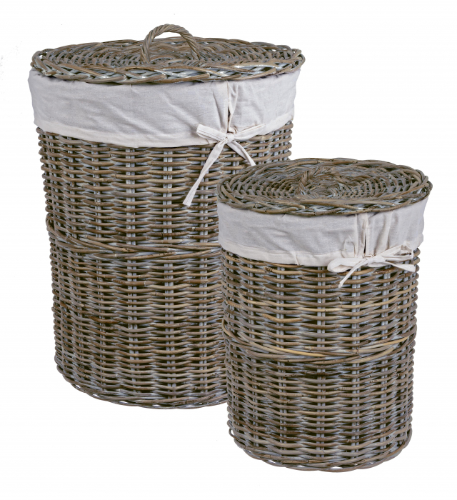 Set 2 cosuri de rufe Narra, Ratan/Bumbac, Maro, 40/50x40/50x54/64 cm [2]