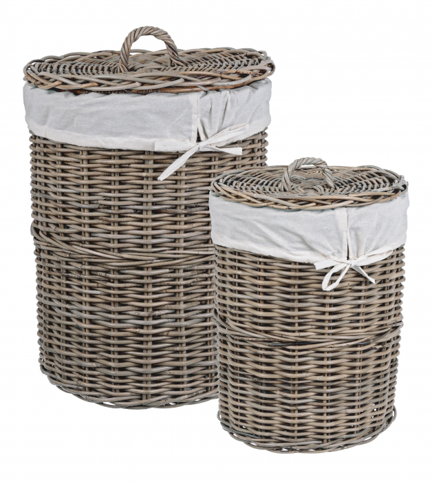 Set 2 cosuri de rufe Narra, Ratan/Bumbac, Maro, 40/50x40/50x54/64 cm [2]
