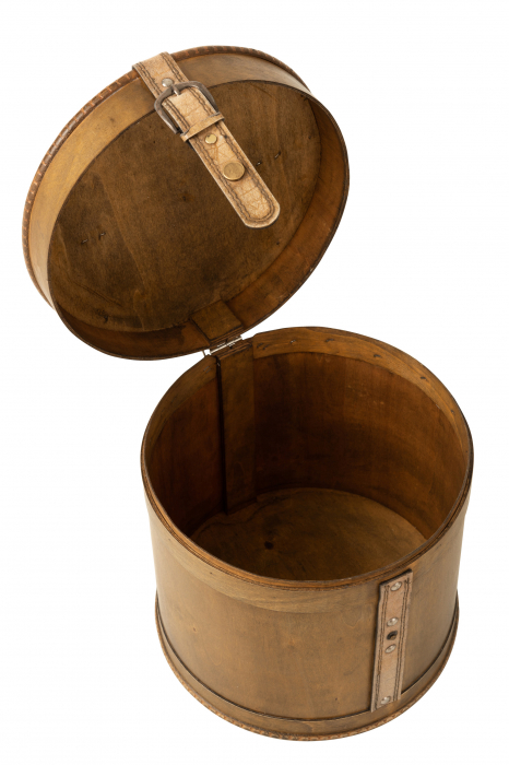 Set 2 cufere Trunk Round, Lemn, Maro, 27x25.5x26 cm [5]