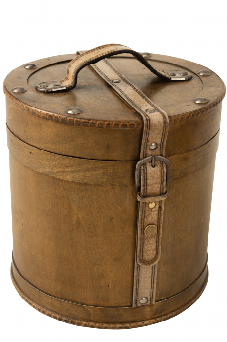 Set 2 cufere Trunk Round, Lemn, Maro, 27x25.5x26 cm [4]