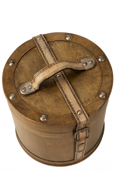 Set 2 cufere Trunk Round, Lemn, Maro, 27x25.5x26 cm [3]