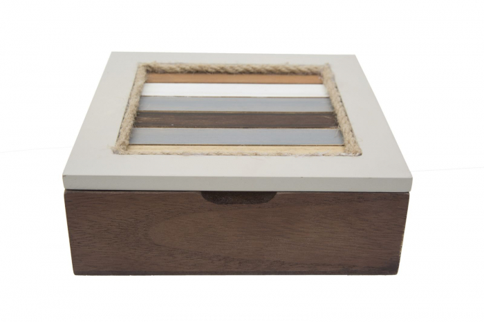 Set 2 cutii Lignes, MDF, multicolor, 19X19X7 - 16X16X5.5 cm [2]