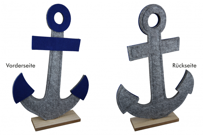 Set 2 decoratiuni Anchor, Fetru, Albastru, 22x32x5 cm [6]