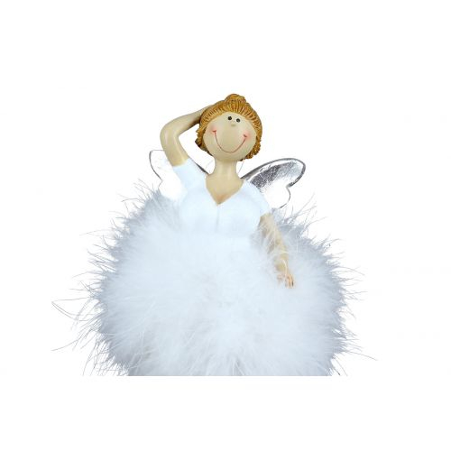 Set 2 decoratiuni Angel Diva, Rasina, Alb, 5x10x18 cm [4]