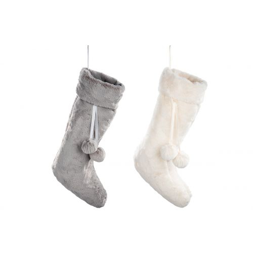 Set 2 decoratiuni Boots Plush, Panza, Gri Alb, 45x25 cm