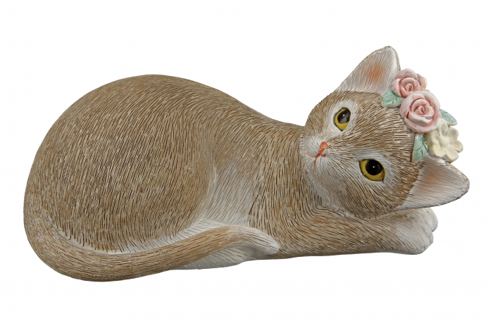 Set 2 decoratiuni Cat Nala, Rasina, Maro/Alb, 15x7x8 cm [7]