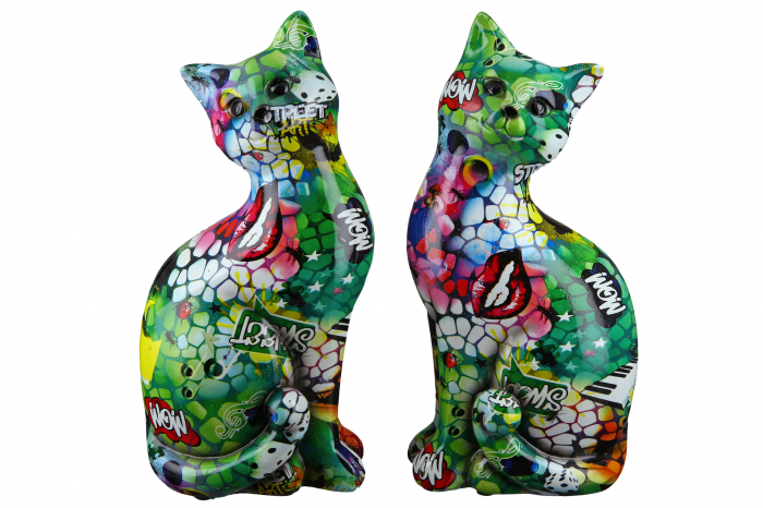 Set 2 decoratiuni Cat Street Art, Rasina, Multicolor, 15x27x9 cm [3]
