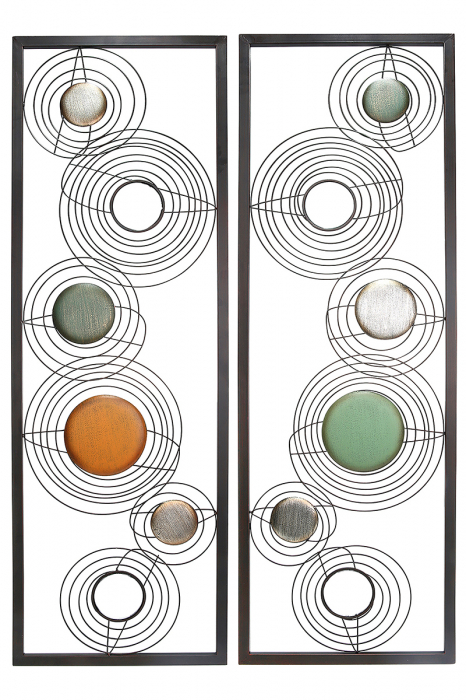 Set 2 decoratiuni de perete CIRCULAR, metal, 40 x 2 x 120 cm