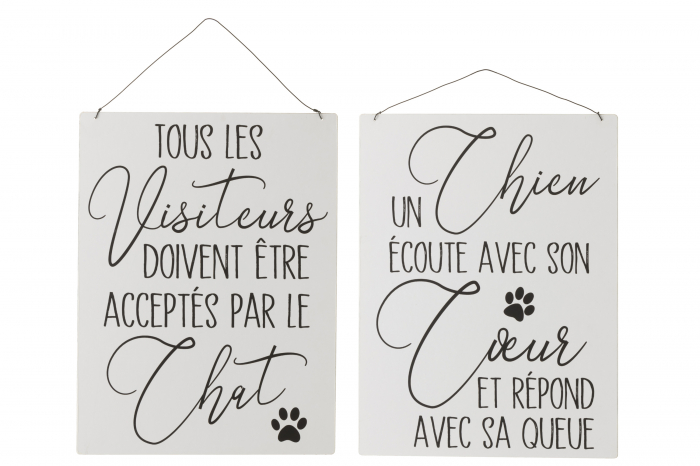 Set 2 decoratiuni de perete Dog Cat, Metal/Fier, Alb, 26.5x0.5x35 cm [2]